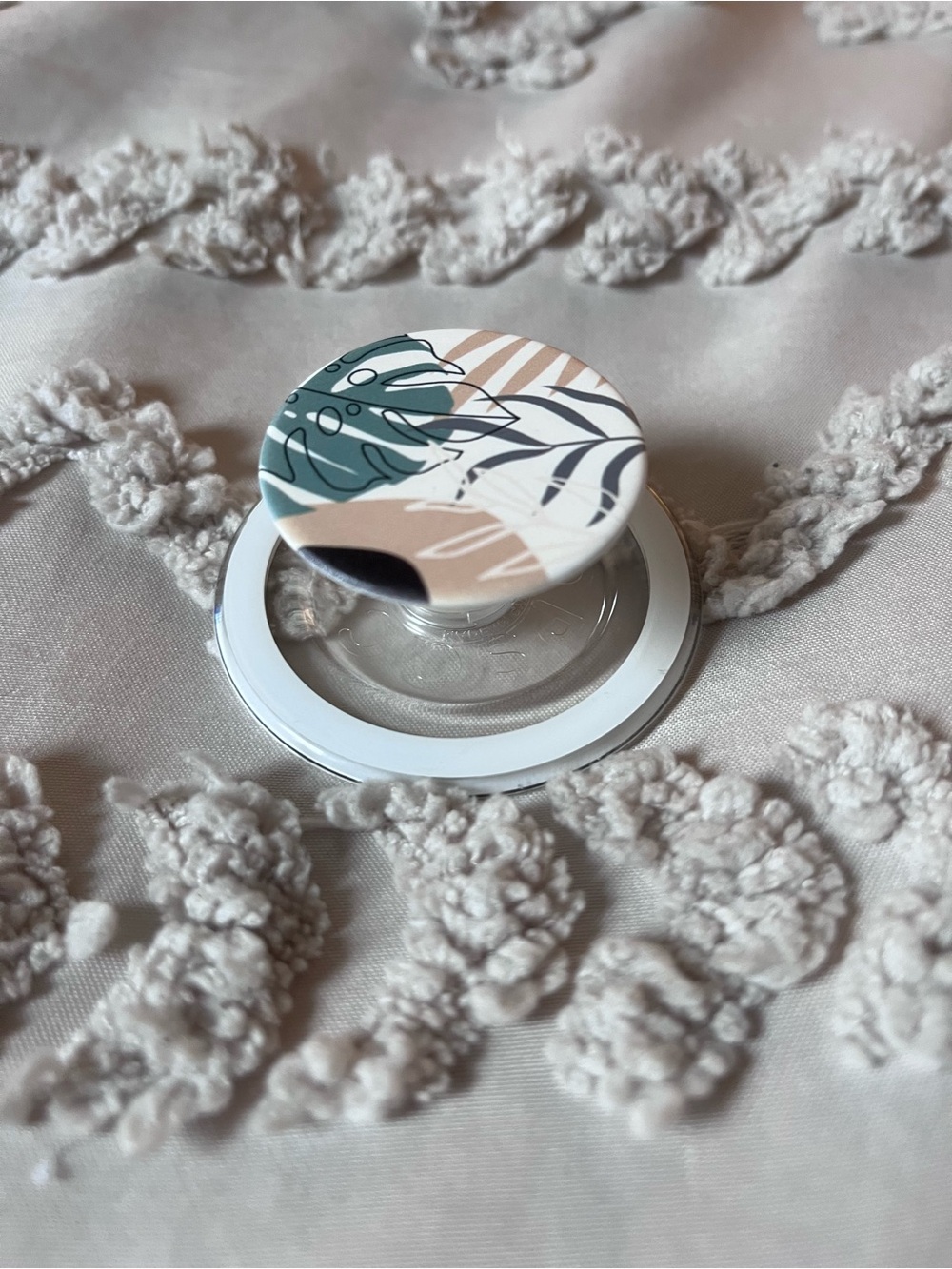 Patterned PopSocket Phone Grip - Leaf & Neutral Print